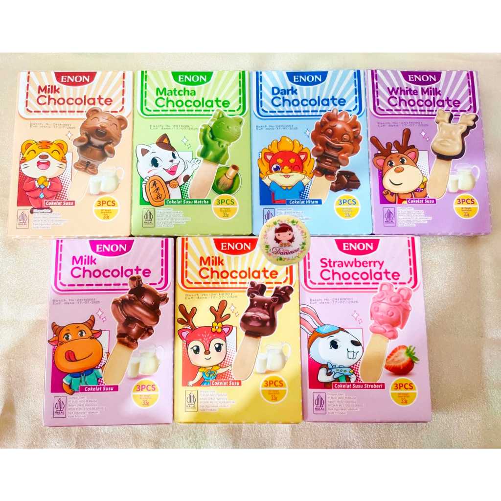 

.Coklat import | Enon Animal Chocolate Stick Strawberry, Milk Choco, Dark Choco, White Choco(ds bgr)