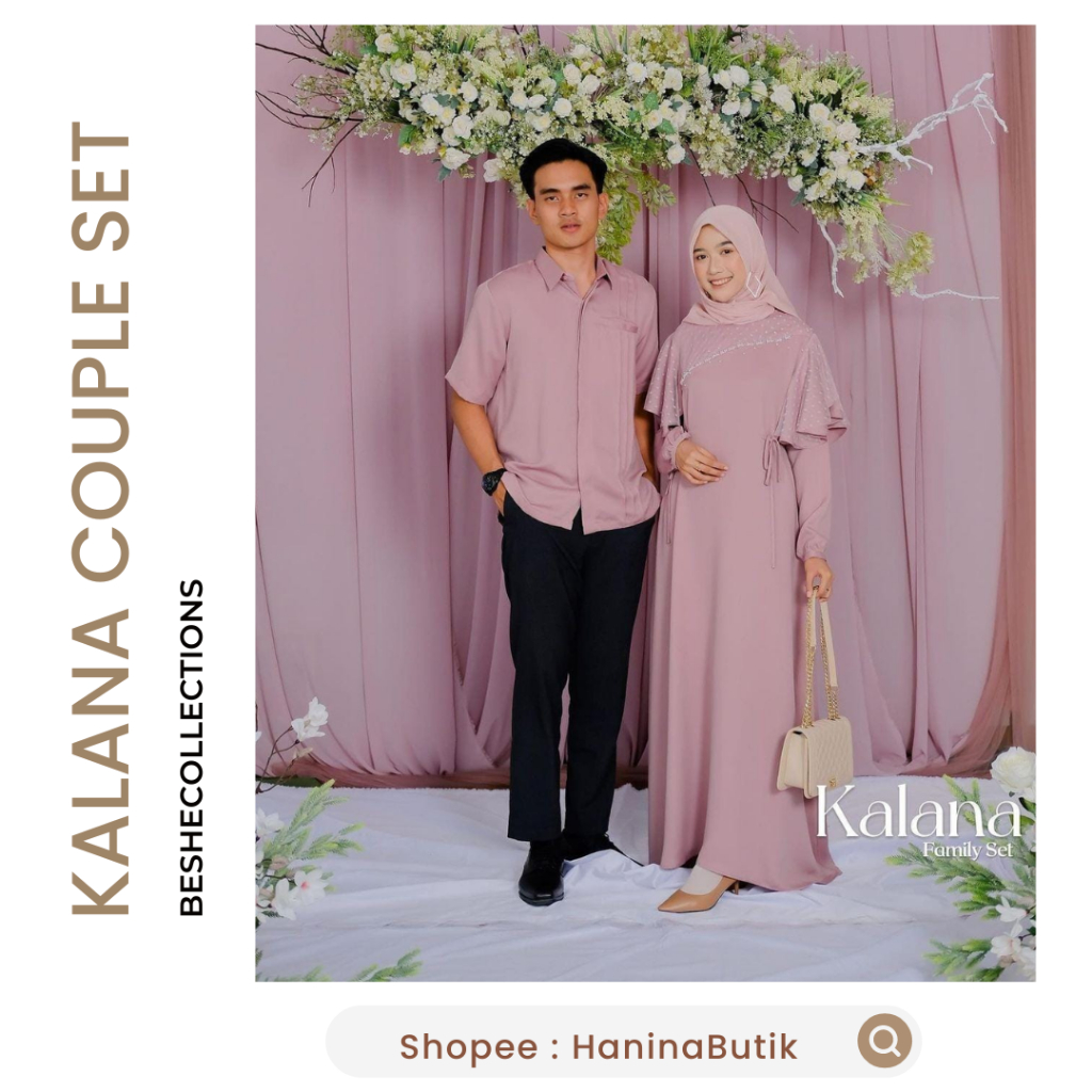 (𝗦𝗜𝗔𝗣 𝗞𝗜𝗥𝗜𝗠)  KALANA DRESS + KEMEJA COUPLE SET WARNA BLUSH by BBCCOLLECTIONS | BBC | BESHECOLLECTION