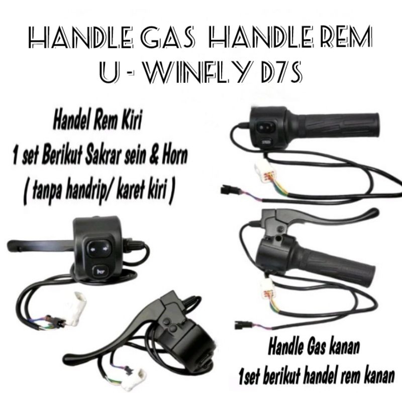 HANDLE REM PLUS HANDLE GAS SEPEDA LISTRIK U WINFLY D7S