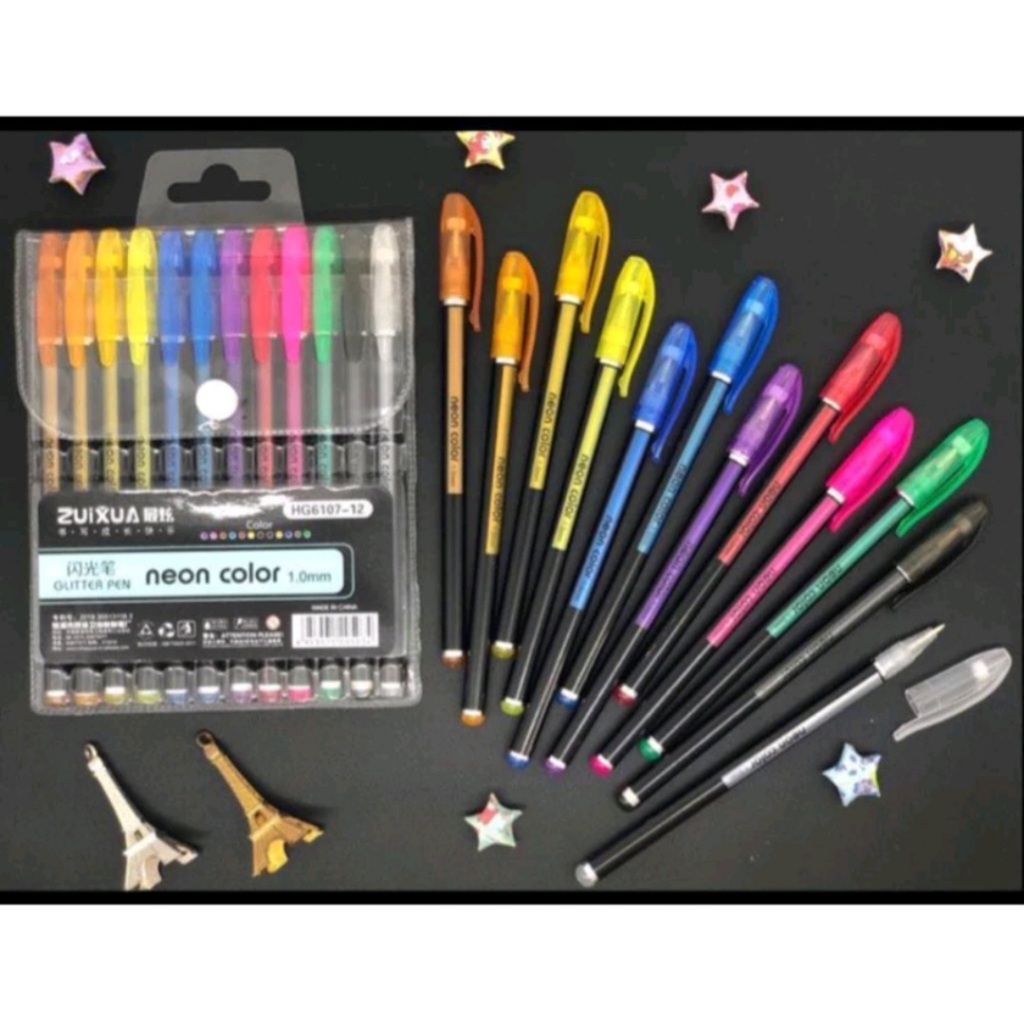 

[1 Set/ 12pcs] Bolpen Zuixua 12 Warna Pen Neon Color Glitter pen/ Rainbow pen/ Pastel pen