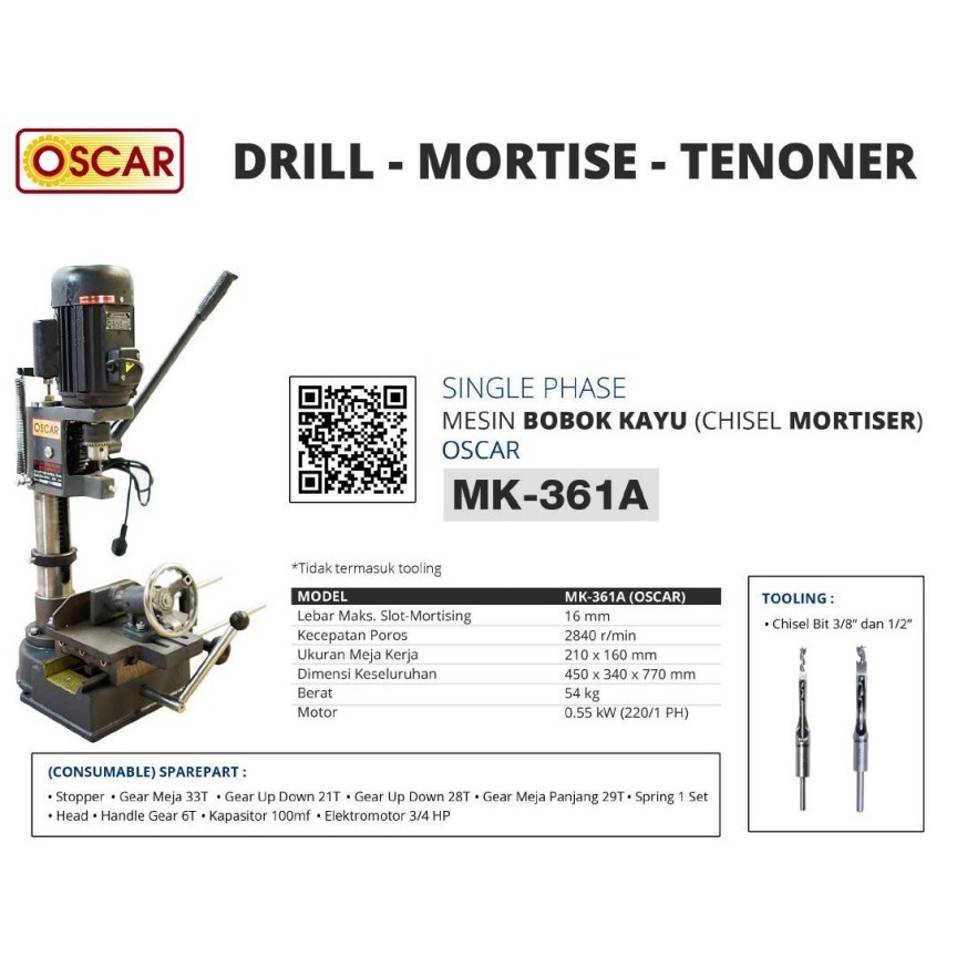 

Mesin Bor Bobok Kayu Oscar MK 361 A - Mesin tatah Oscar MK 361 A