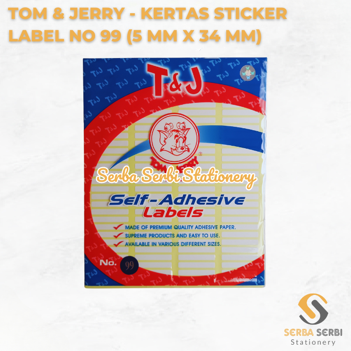 

(1 PAK ISI 10 LEMBAR) TOM & JERRY - KERTAS STICKER / STIKER LABEL HARGA / NAMA / UNDANGAN NO 99 (5 MM X 34 MM)