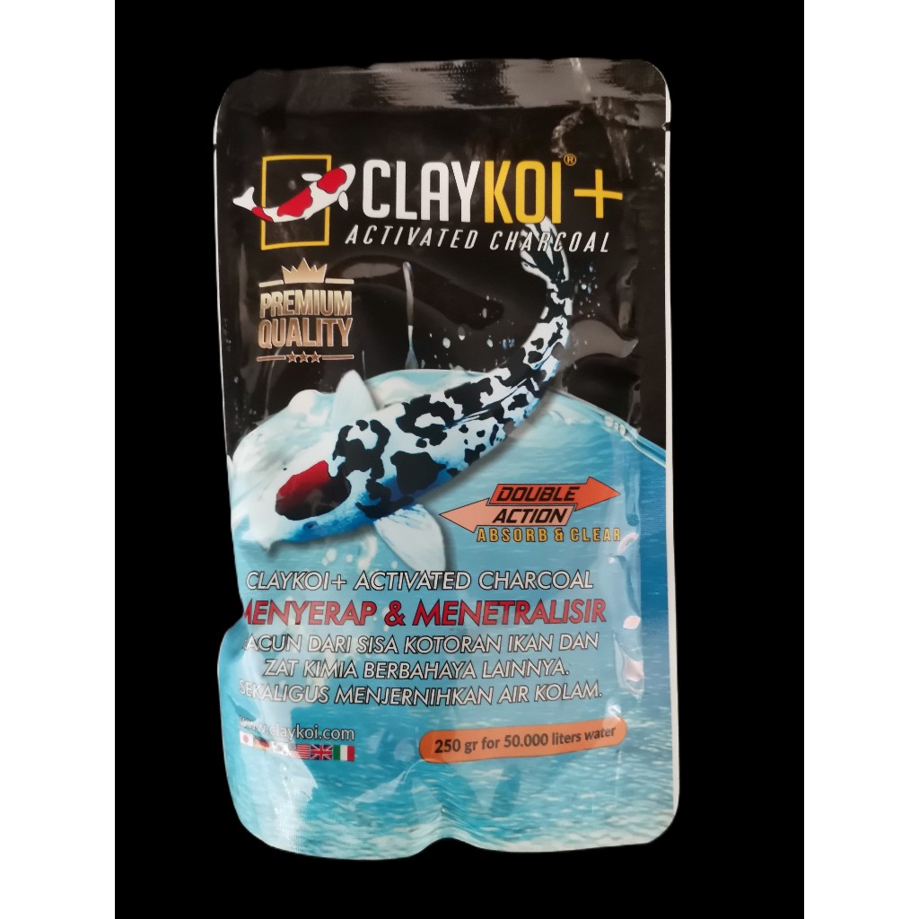 Clay Koi ClayKoi 250gr 250 gr PLUS HITAM Activated Charcoal Penjernih Kolam Koi