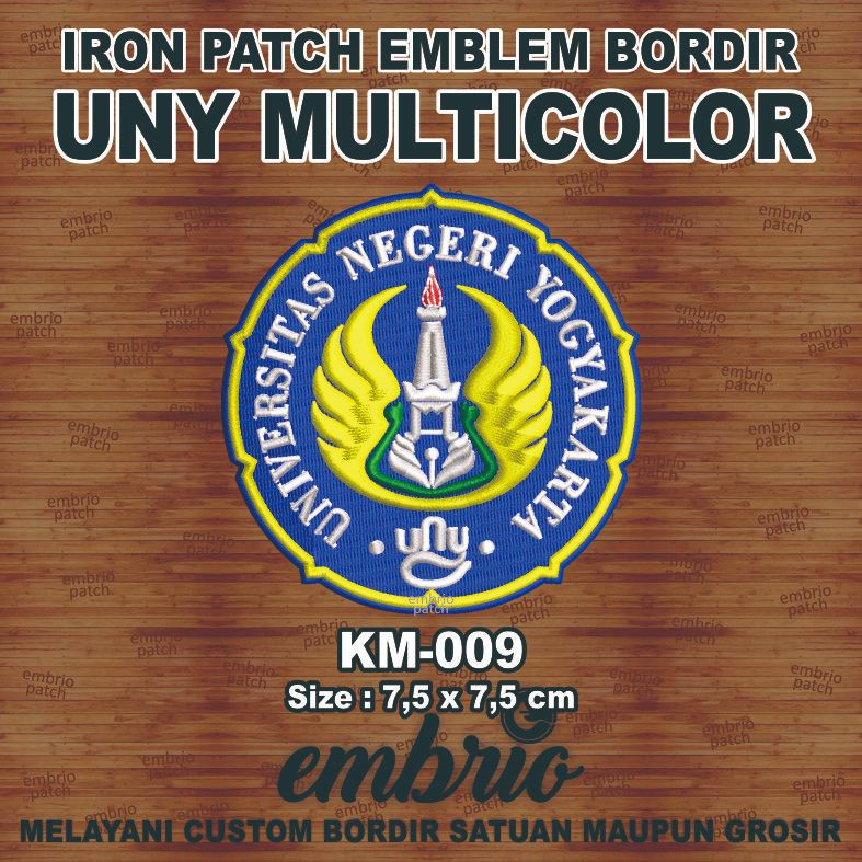 KM-009 Patch logo UNY emblem bordir almamater Universitas Negeri Yogyakarta - Default - 7,5cm - Embr