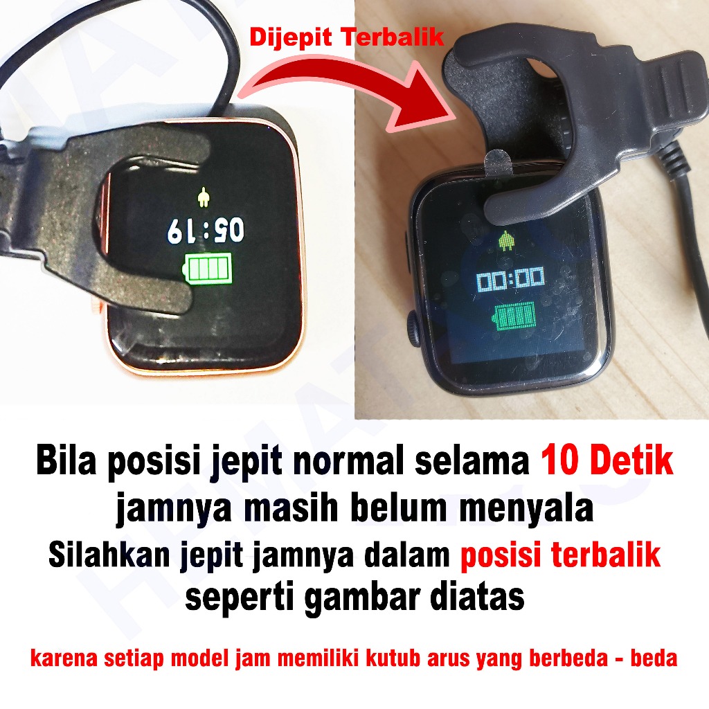Kabel Charger Smartwatch T500 T55 X7 HW12 Hw16 Hw22 F8 W26 IWO Series Casan Jam Jepit Hematacc