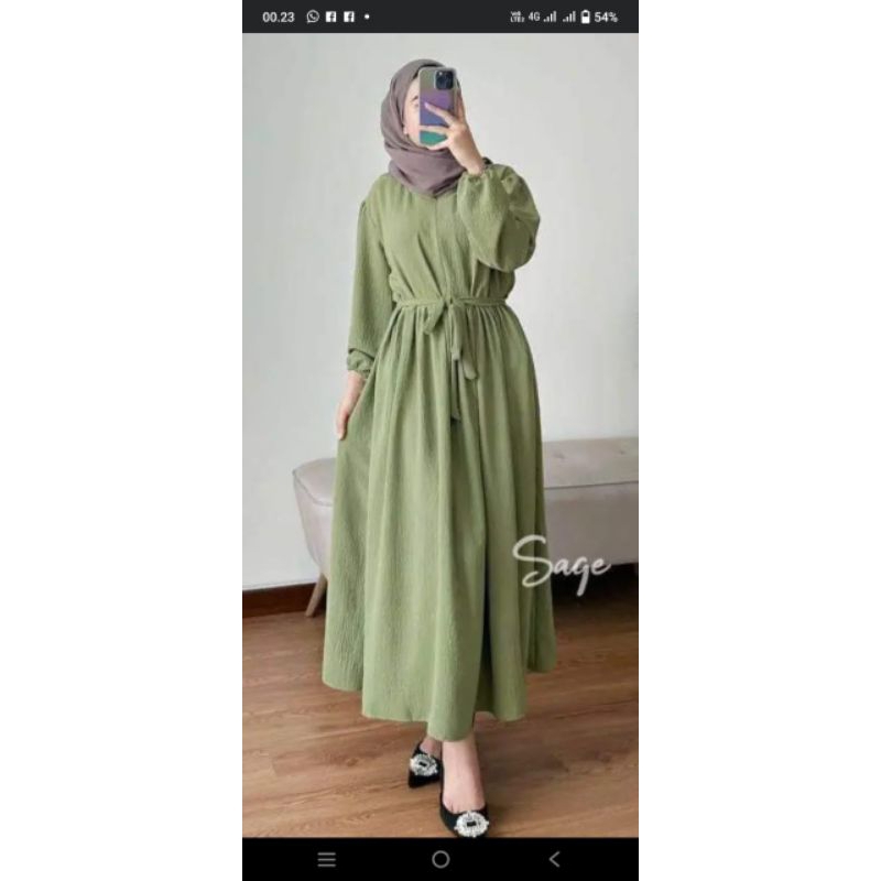 Bavina MIDI dress bahan crinkle Airflow Premium