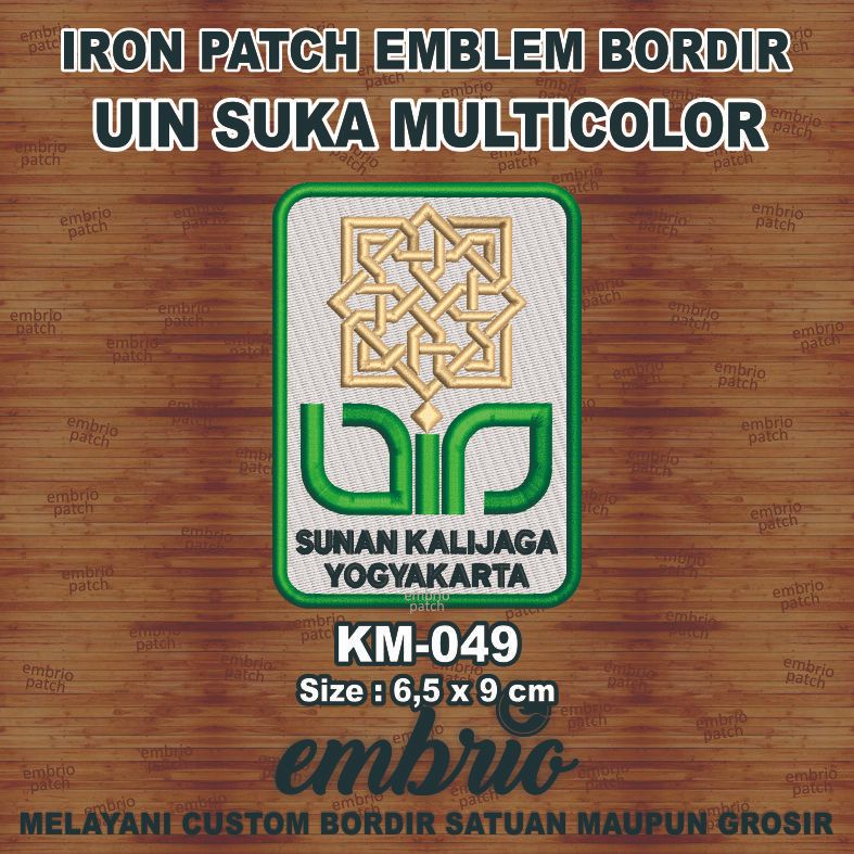 KM-049 Emblem logo UIN SUKA Patch bordir almamater Universitas Islam Sunan Kalijaga - Default - 6,5x9cm - Embrio Patch Embroidery Emblem Bordir Iron on Patches