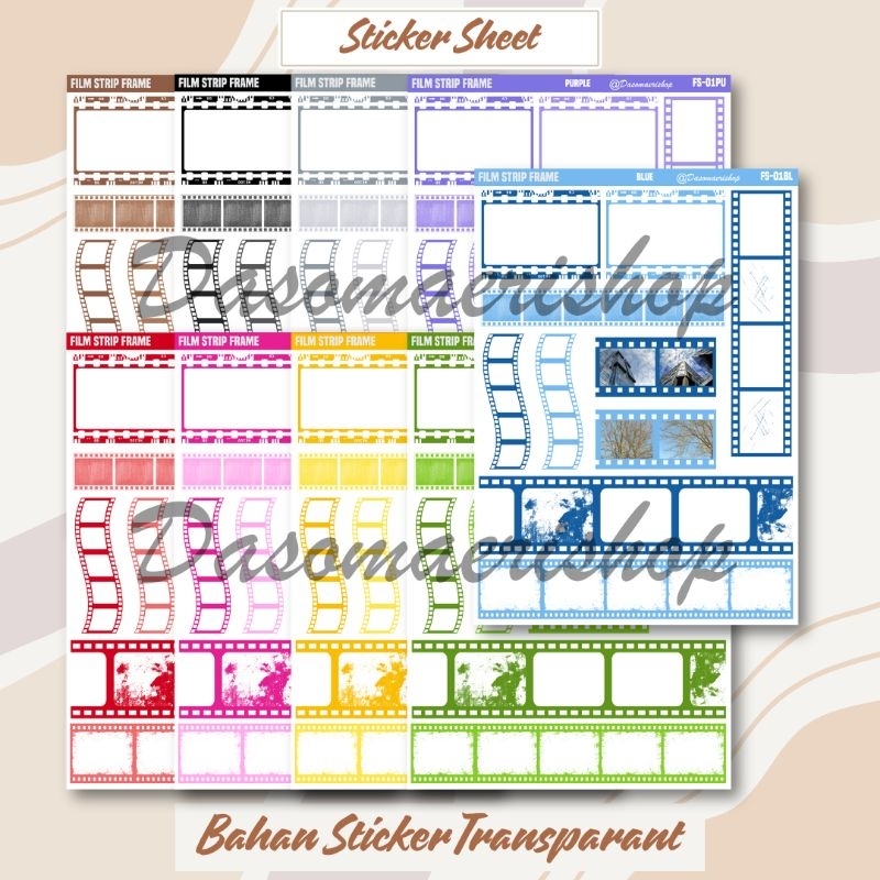 

Film Strip Frame Sticker Sheet For Journal/Scrapbook