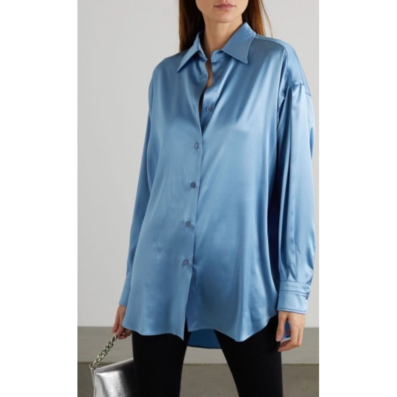 Kemeja Satin Silk Hnm Blue