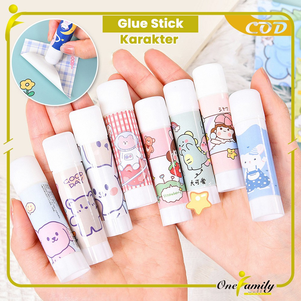 

ONE-A88 Lem Glue Stick Karakter Lucu Lem Stik Batang Putar Perlengkapan Sekolah Kantor / Lem Kertas Putar Lem Perekat Kertas Padat Motif Lucu