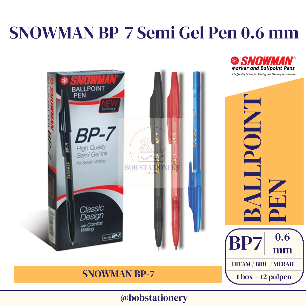 

SNOWMAN BP-7 Semi Gel Ballpoint Pen 0.6 mm