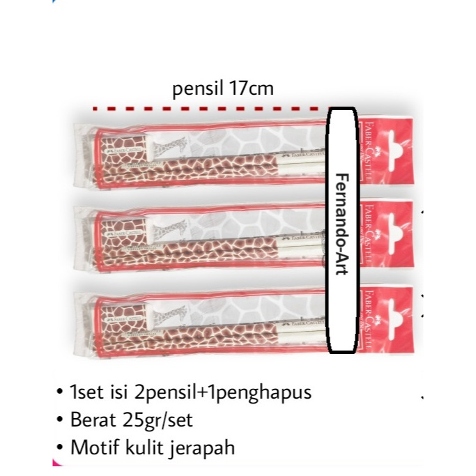 

PENSIL 2B SET MOTIF FABER CASTELL / 2PCS PENSIL BUNDLING ERASER / PENSIL + PENGHAPUS