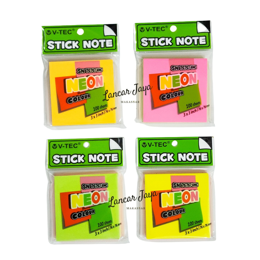 

VTEC Memo Stick V-TEC Sticky Note Kertas Memo Tempel Stick Note SN 7676/4MC