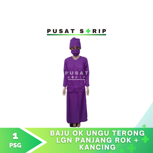 Baju OK Ungu Terong Lengan Panjang Baju Kancing Rok