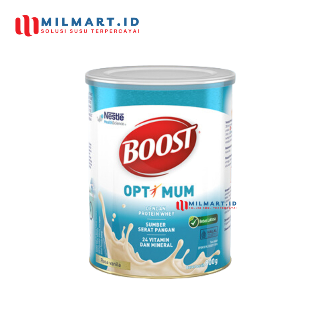 

NESTLE BOOST OPTIMUM VANILA 800 G SUSU NUTRISI DEWASA SUSU BUBUK LANSIA KALENG