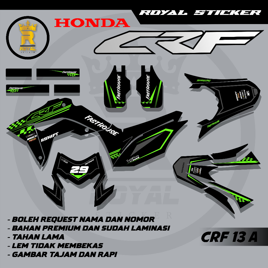 CRF 13-STIKER MOTOR NEW DECAL CRF VARISI DESAIN-STIKER FULL BODY CRF CUSTOM GRATIS CUSTOM NAMA