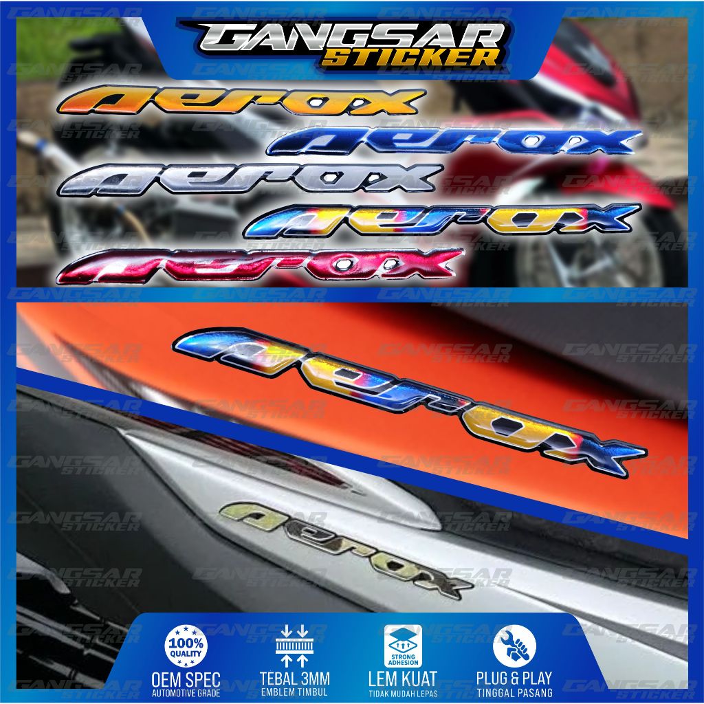 emblem timbul yamaha aerox / emblem titanium aerox / emblem custom aerox