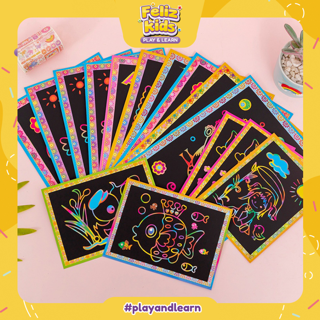 

[FELIZKIDS] [FK215] Magic scratch color - Kertas gambar gosok - Mewarnai anak magic scratch