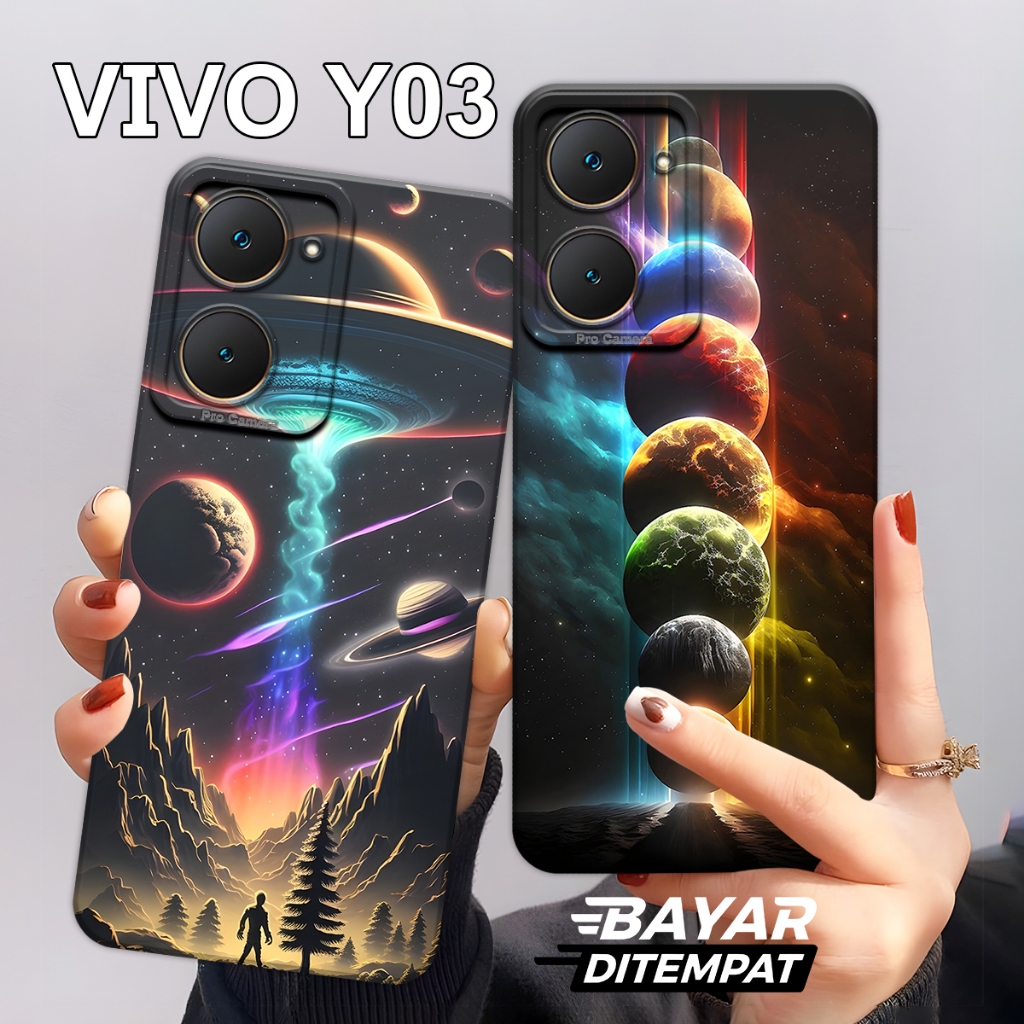 Softcase VIVO Y03 New, Y02, Y02t Terbaru Motif Planet Case Anti Slip Casing Tata Surya Galaxy Keren 