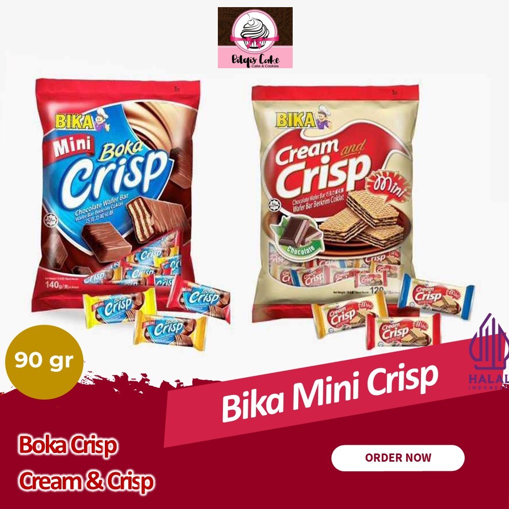 

Bika Mini Chocolate Wafer Bar Boka Crisp Cream And Crisp 90 Gram