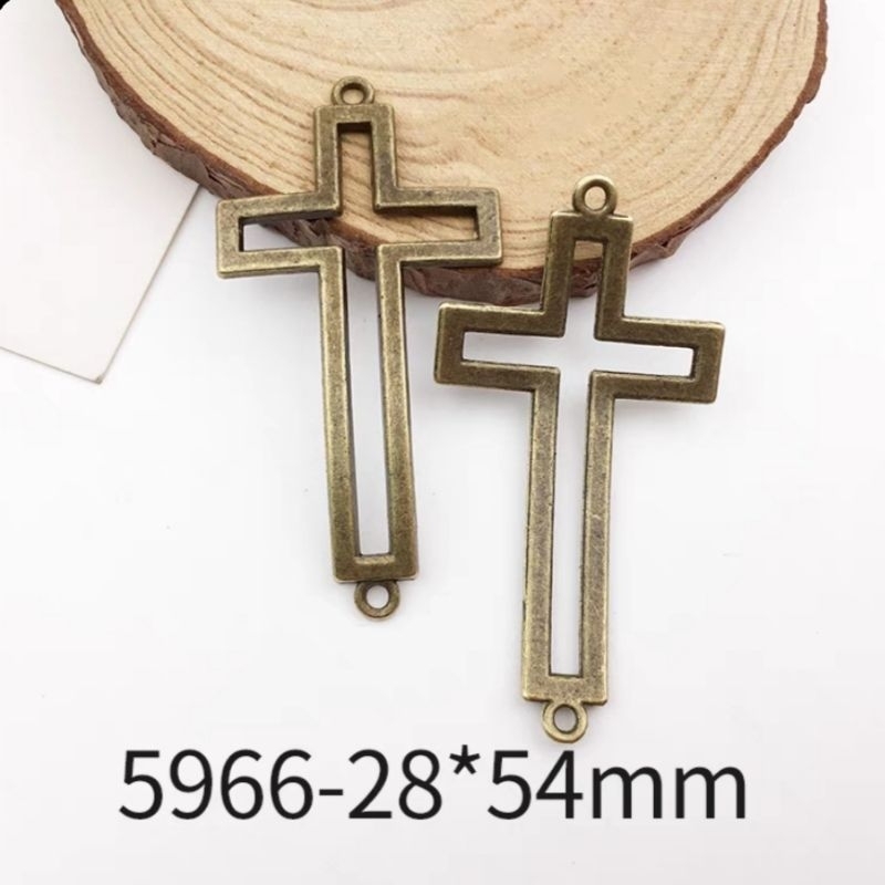 Charm salib konektor gelang DIY warna bronze 007