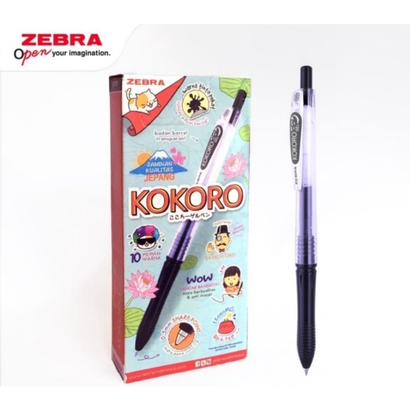 

Zebra Kokoro GEL 0.5 TINTA HITAM DAN BIRU