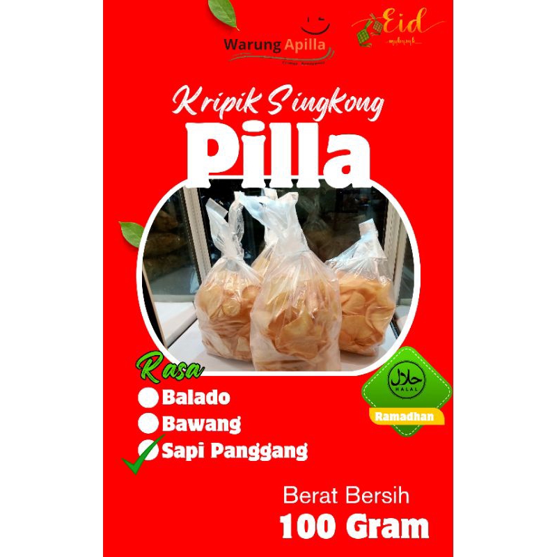 

Kripik Singkong PILLA 100 gram Rasa Sapi Panggang Super Renyah