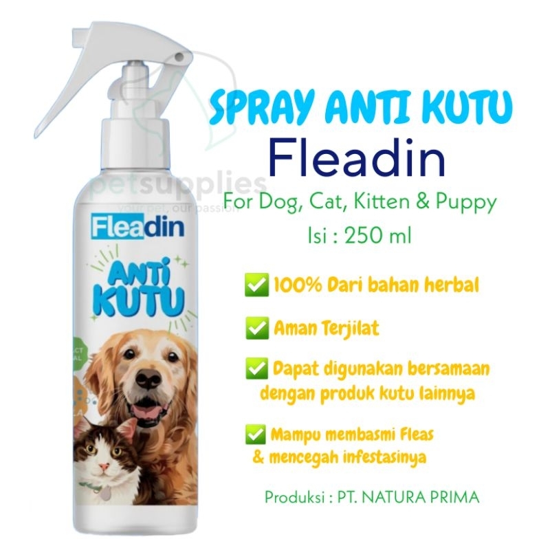 Spray Kutu Kucing Anjing FLEADIN 250 ml Aman Terjilat