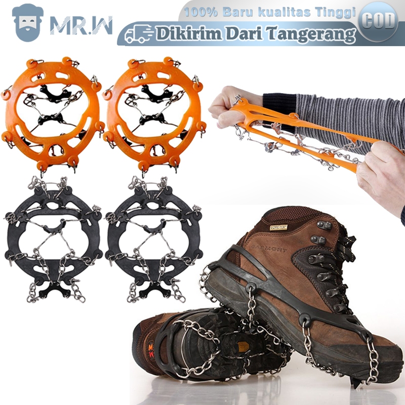 1 Pasang Alas Sepatu Paku Anti Slip Alas Sepatu Salju Dengan 8 Gigi Alas Sepatu Mendaki Anti Slip Se