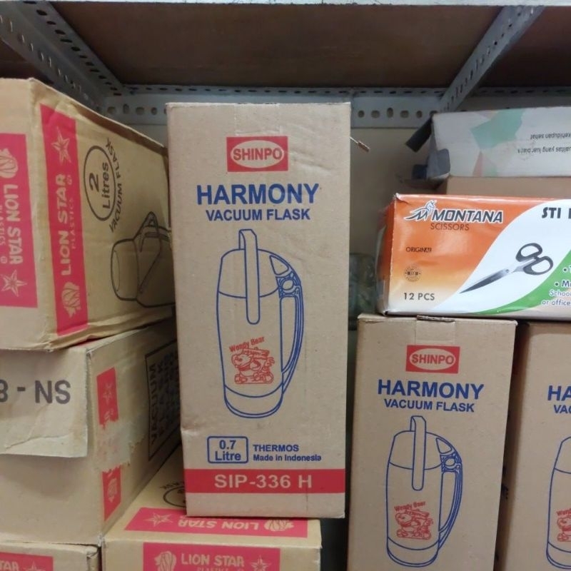TERMOS AIR PANAS (BIRU)  KECIL SHINPO KAPASITAS 0.7 LITER HARMONY SHIP 336H