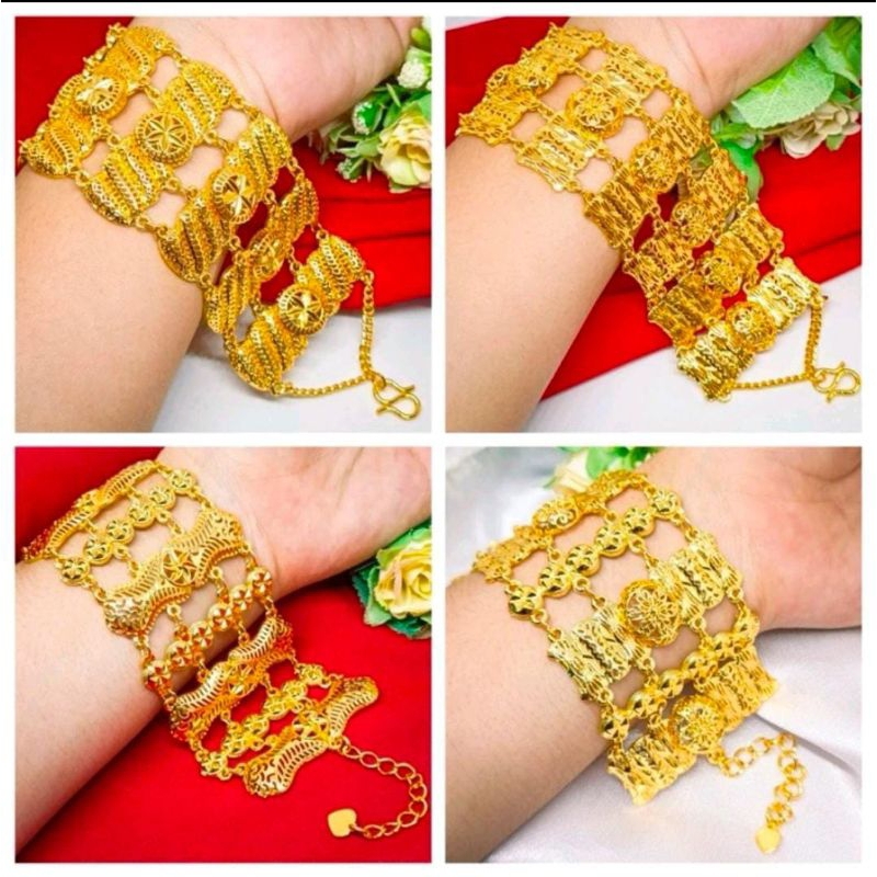 GELANG TANGAN DUBAI TITANIUM LAPIS EMAS 24K ANTI KARAT
