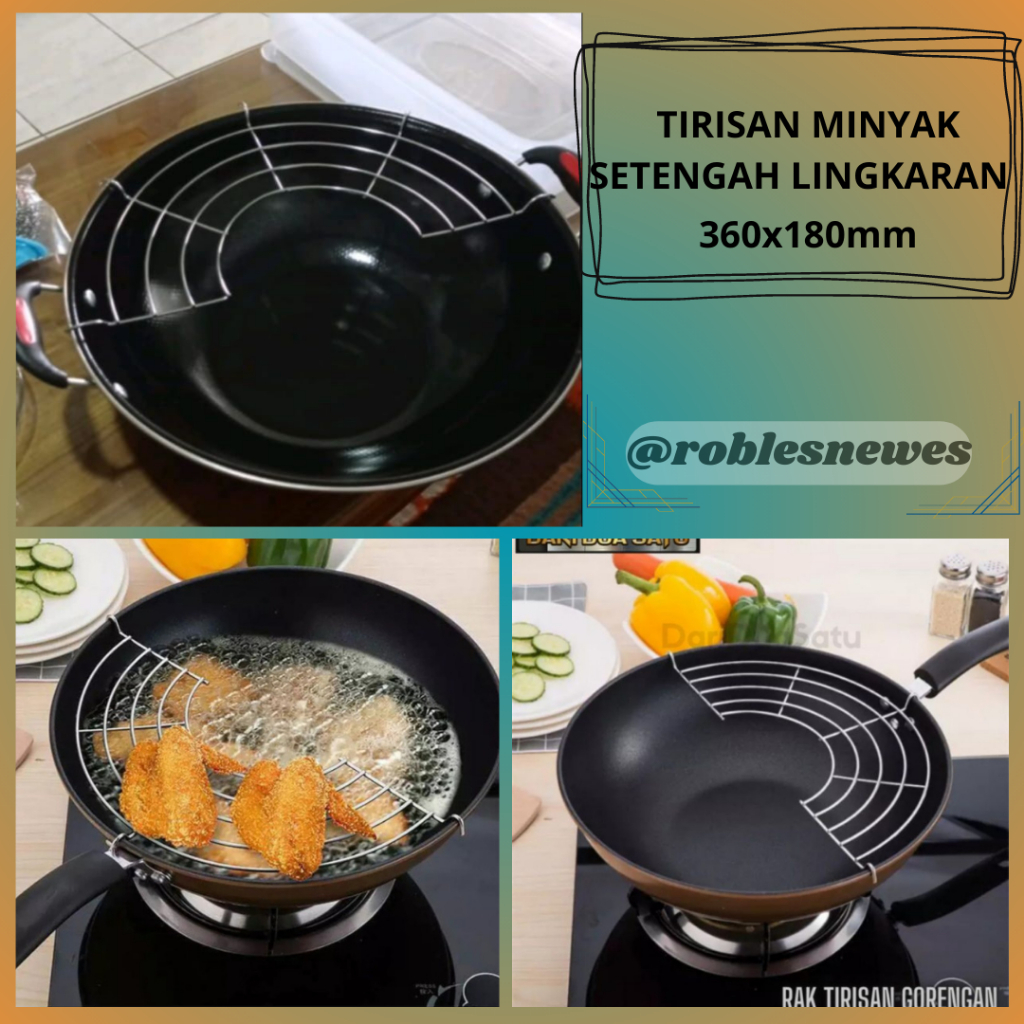 Tirisan Minyak Setengah Lingkaran / peniris minyak goreng stainless peniris gorengan