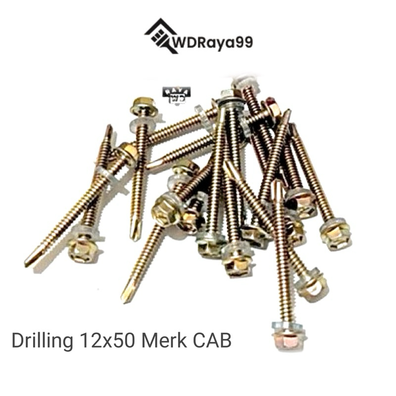 Drilling 12x50 Baut Baja Ringan Galvalum Drilling Screw SDS 12x50 CAB