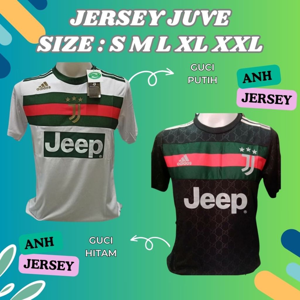 (JERSEY) SEPAK BOLA BAHU BOLA (JHUVENTUSS)  HITAM PUTIH GU-CCI 2021 2022 2023 2024