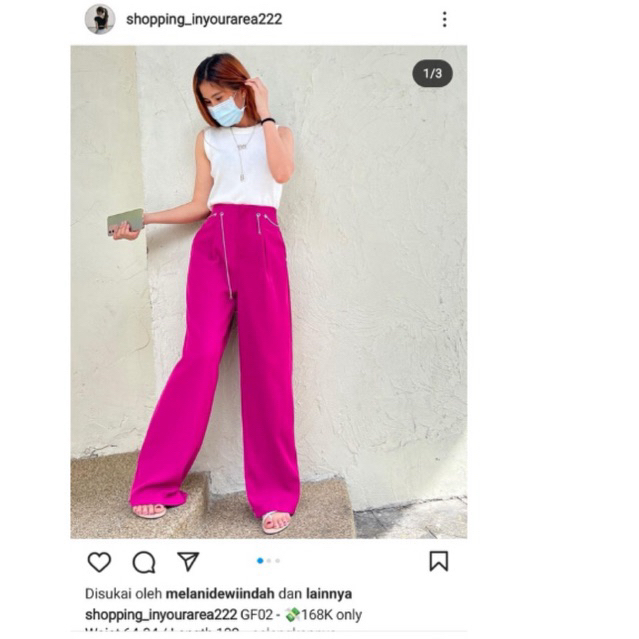 celana panjang kulot merk Jr fashion bangkok free size ready hot pink