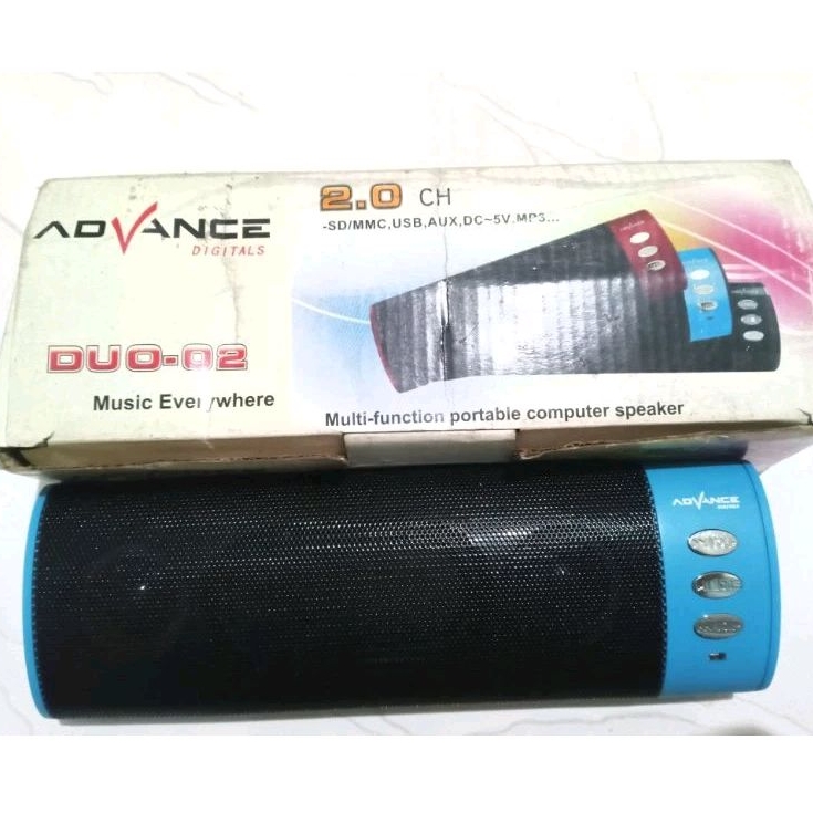 Music box portable merek ADVANCE Super Bass Stereo LR double Speaker