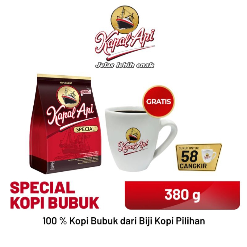 

Kopi Kapal Api Spesial Merah 380g free mug cantik