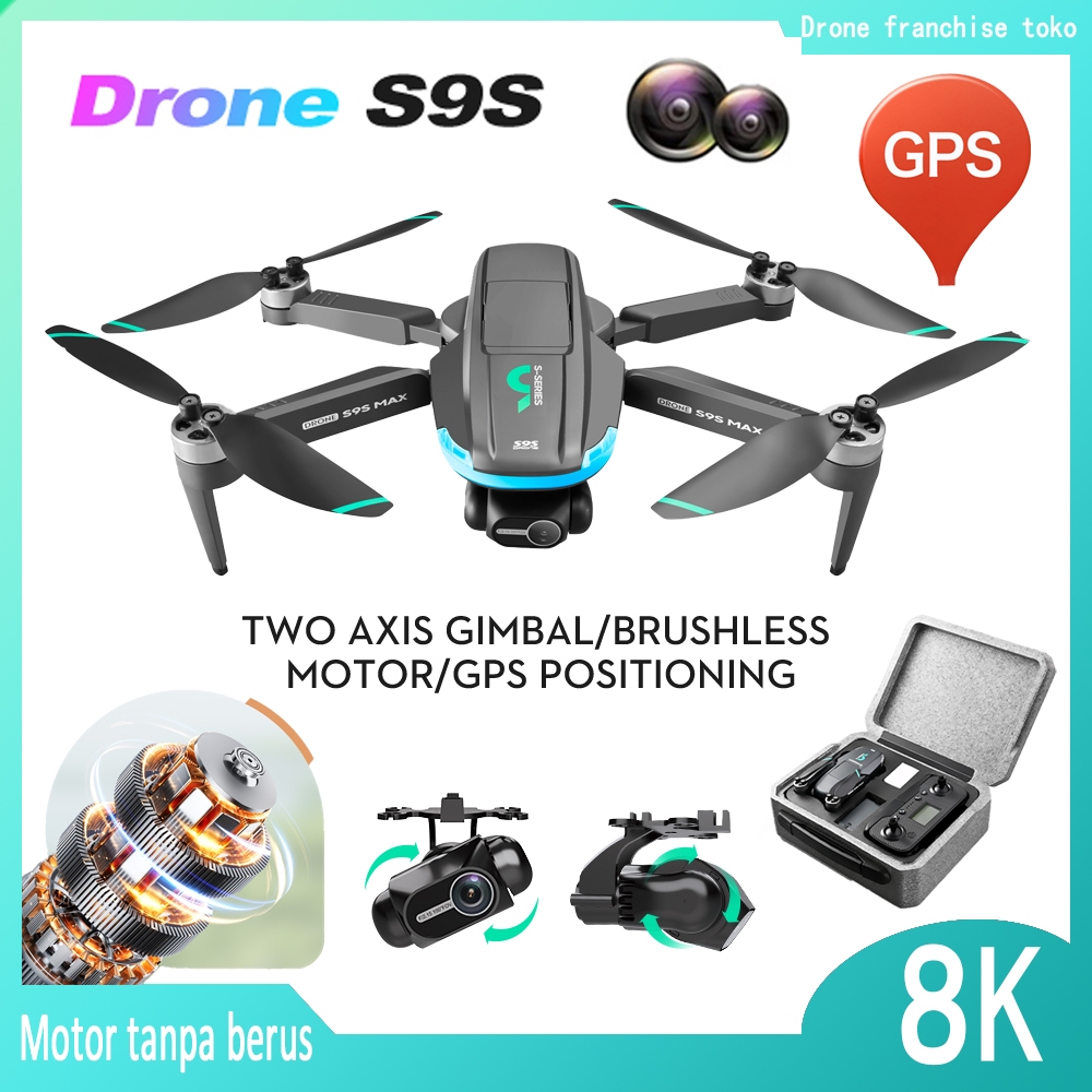 【berada diluar stok saat ini】GPS drone, S9S two axis electronic anti shake pan tilt drone, 4K high-d