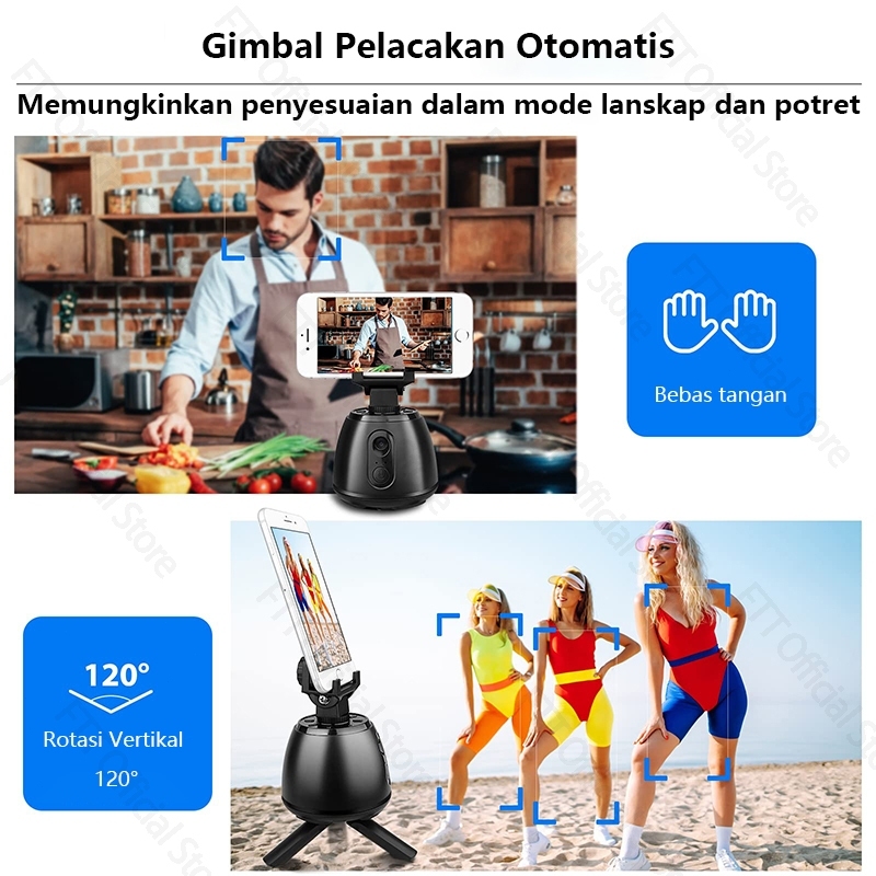 [BISA COD] FTT F4 Auto Face Tracking Gimbal Handphone Stabilizer 360° Gimbal Tripod with Remote Auto Tracking Phone Holder Kamera Penginderaan Sudut Lebar untuk Vlogging, TikTok, dan Streaming untuk IOS/ANDRIOD SISTEM-2