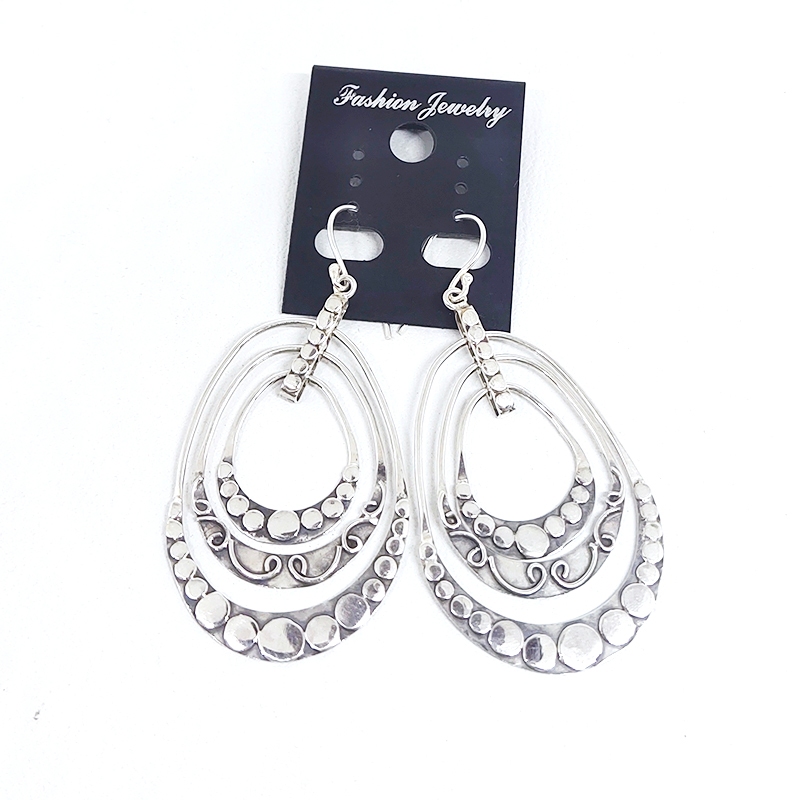 Anting Earrings Silver Perak Bali Panjang Hook Teardrop Jawan Dot Putar Asli 925 Lebar