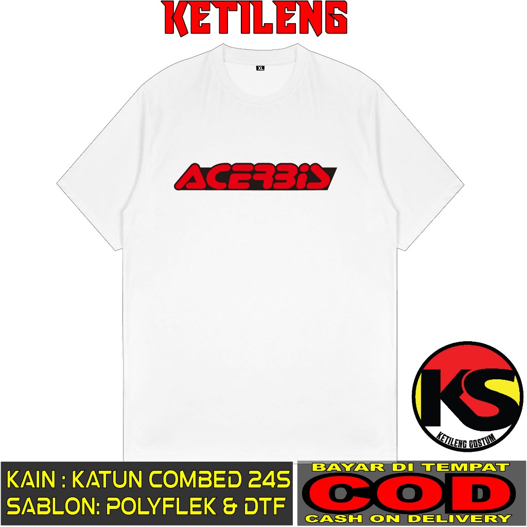 KAOS ACERBIS D1 BAHAN COTTON COMBED 24S TEBAL BISA COD KAOS DISTRO KAOS KEREN