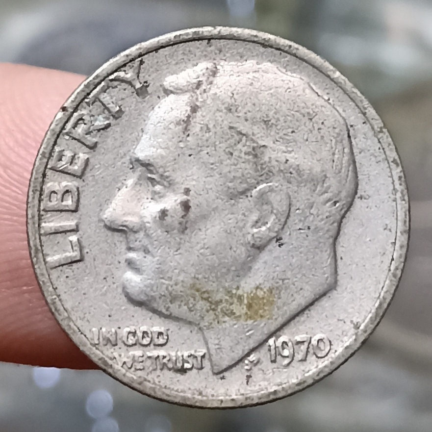 Koin Kuno America 1 One Dime "Roosevelt Dime" Tahun 1970