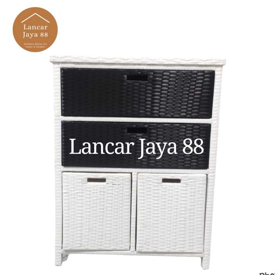 Lemari Laci 4 Susun Rotan Sintetis