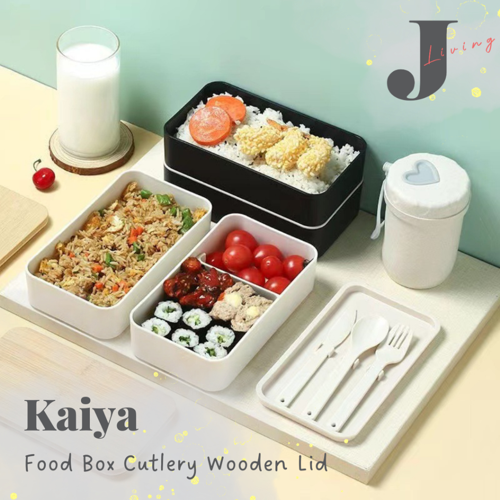 |J LIVING| KAIYA Lunch Box Bamboo Jepang Makanan Estetik Kotak Nasi Kayu Bento Box Bekal Tempat Maka