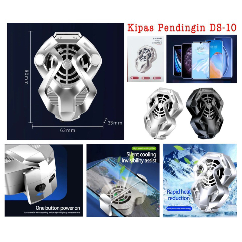 Fan Cooler Radiator Pendingin HP Cooling Fan Gaming Wireless Use Battery Blue Lightning Compatible W