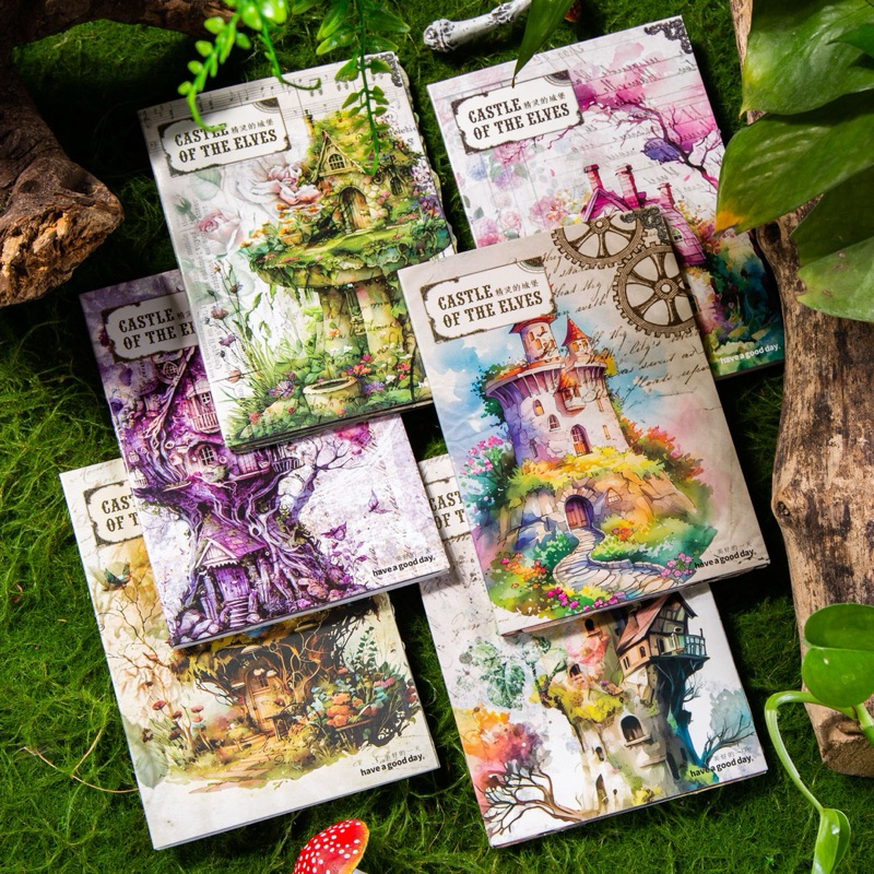 

(2CE) paper art deco journaling hutan istana menara tower rumah pohon castle home house tree