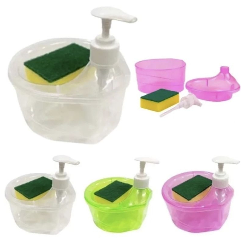 Tempat Sabun Cuci Piring Bulat 1000ml GRATIS Spons Dispenser Sabun Cair Botol Soap Pump Wadah Sunlig