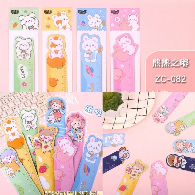 

(1 PCS) PENGGARIS LENTUR FLEKSIBEL MAGNET Motif Lucu Pengaris Anak Sekolah
