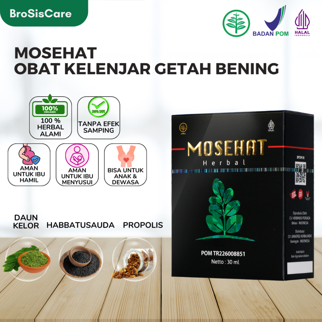 Mosehat  Obat Kelenjar Getah Bening Herbal Ampuh untuk tiroid di leher Ketiak BPOM Halal & Original 
