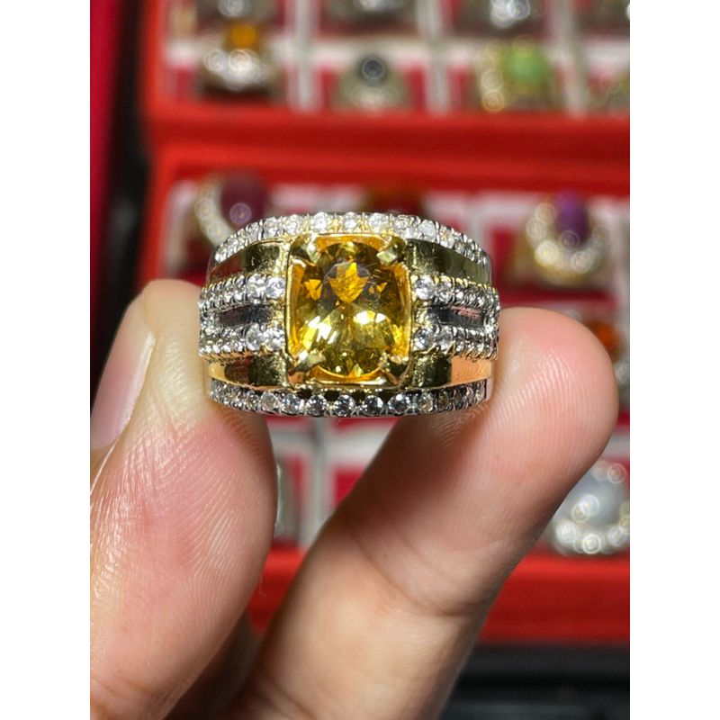 Natural Golden Beryl Ring Perak + Memo